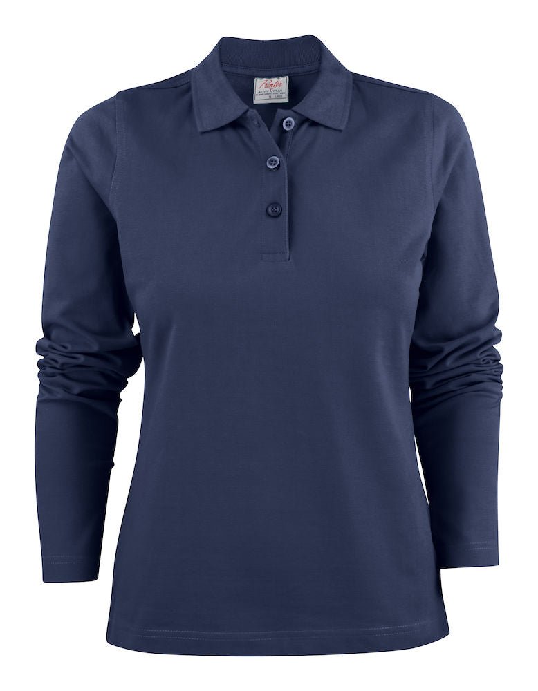 Surf lady polo pique L/S Navy - Suomen Brodeeraus