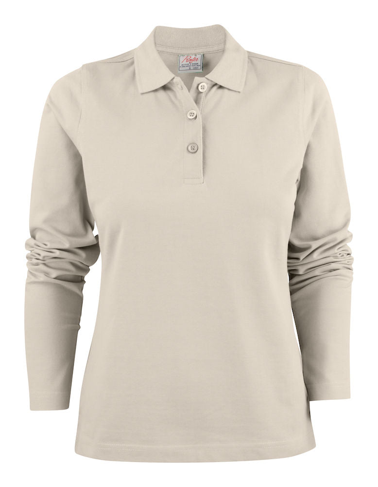 Surf lady polo pique L/S Sand - Suomen Brodeeraus