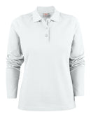 Surf lady polo pique L/S white - Suomen Brodeeraus