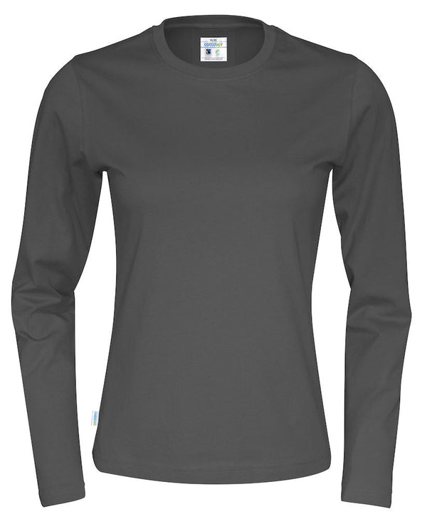 T-SHIRT LONG SLEEVE LADY (GOTS) CHARCOAL - Suomen Brodeeraus