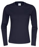 T-SHIRT LONG SLEEVE LADY (GOTS) NAVY - Suomen Brodeeraus