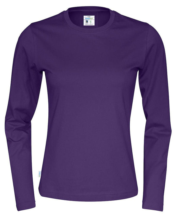 T-SHIRT LONG SLEEVE LADY (GOTS) PURPLE - Suomen Brodeeraus