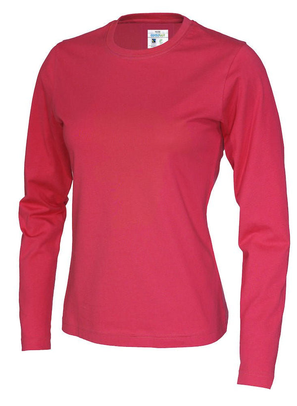 T-SHIRT LONG SLEEVE LADY (GOTS) RED - Suomen Brodeeraus