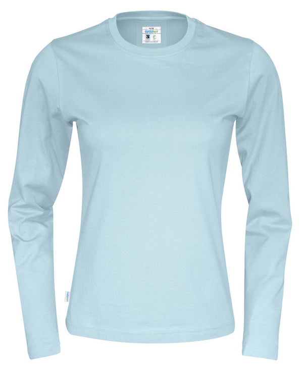 T-SHIRT LONG SLEEVE LADY (GOTS) SKY BLUE - Suomen Brodeeraus