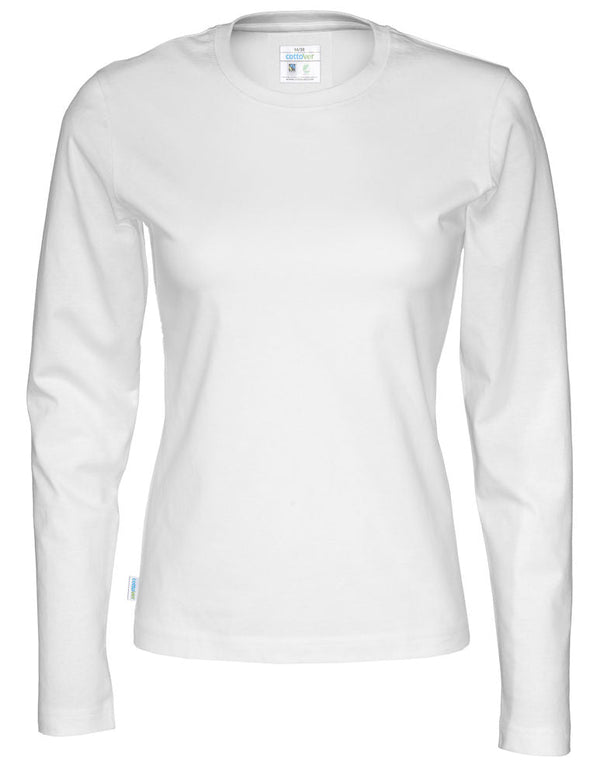 T-SHIRT LONG SLEEVE LADY (GOTS) WHITE - Suomen Brodeeraus