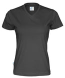 T-SHIRT V-NECK LADY (GOTS) BLACK - Suomen Brodeeraus