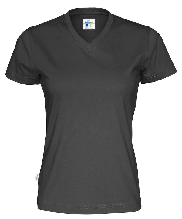 T-SHIRT V-NECK LADY (GOTS) BLACK - Suomen Brodeeraus