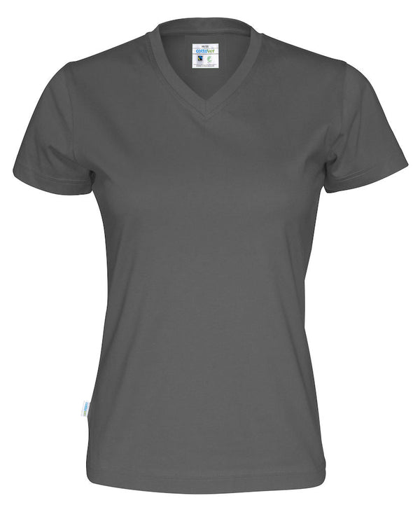 T-SHIRT V-NECK LADY (GOTS) CHARCOAL - Suomen Brodeeraus