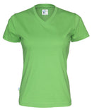 T-SHIRT V-NECK LADY (GOTS) GREEN - Suomen Brodeeraus