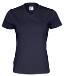 T-SHIRT V-NECK LADY (GOTS) NAVY - Suomen Brodeeraus