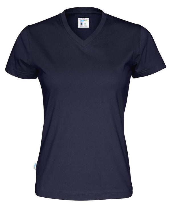 T-SHIRT V-NECK LADY (GOTS) NAVY - Suomen Brodeeraus