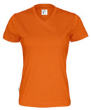 T-SHIRT V-NECK LADY (GOTS) ORANGE - Suomen Brodeeraus