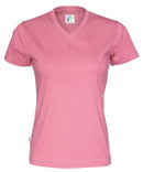 T-SHIRT V-NECK LADY (GOTS) PINK - Suomen Brodeeraus