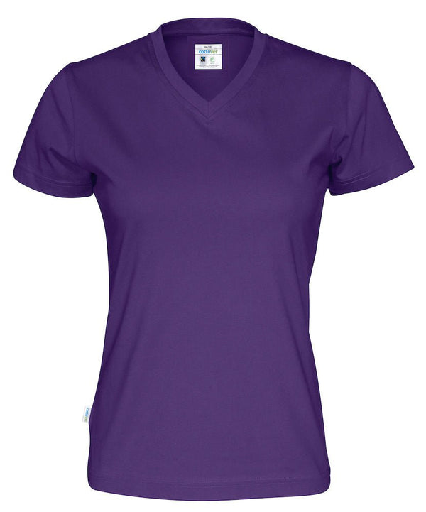 T-SHIRT V-NECK LADY (GOTS) PURPLE - Suomen Brodeeraus