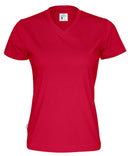 T-SHIRT V-NECK LADY (GOTS) RED - Suomen Brodeeraus