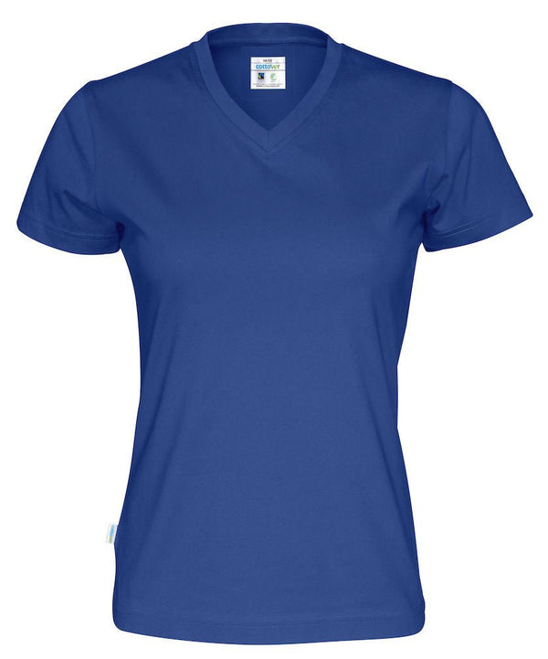 T-SHIRT V-NECK LADY (GOTS) ROYAL - Suomen Brodeeraus