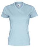 T-SHIRT V-NECK LADY (GOTS) SKY BLUE - Suomen Brodeeraus