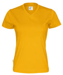 T-SHIRT V-NECK LADY (GOTS) YELLOW - Suomen Brodeeraus