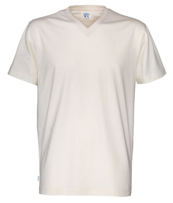 T-SHIRT V-NECK MAN (GOTS) OFF WHITE - Suomen Brodeeraus