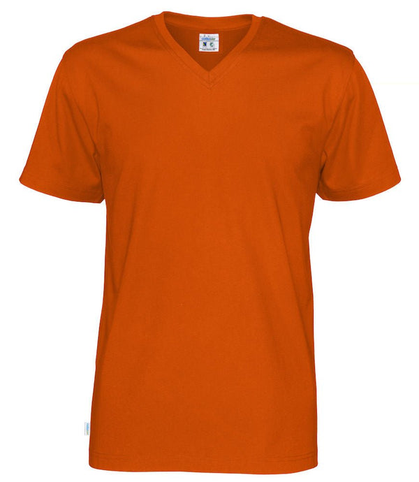 T-SHIRT V-NECK MAN (GOTS) ORANGE - Suomen Brodeeraus