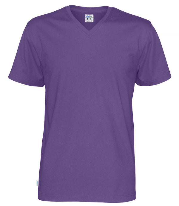 T-SHIRT V-NECK MAN (GOTS) PURPLE - Suomen Brodeeraus