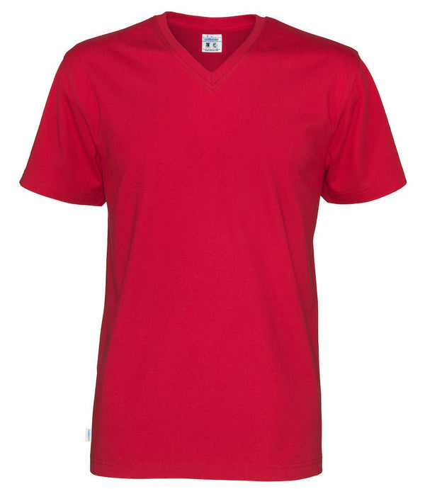 T-SHIRT V-NECK MAN (GOTS) RED - Suomen Brodeeraus