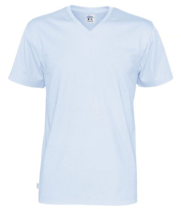 T-SHIRT V-NECK MAN (GOTS) SKY BLUE - Suomen Brodeeraus