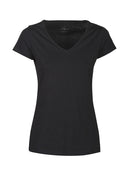 Whailford Lady Organic Slub V-neck Black - Suomen Brodeeraus
