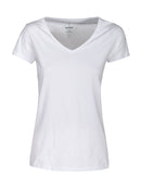 Whailford Lady Organic Slub V-neck White - Suomen Brodeeraus