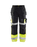 X1500 Highvis riipputaskuhousut Musta/Huomio keltainen - Suomen Brodeeraus