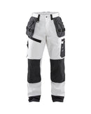 X1500 maalarin riipputaskuhousut Valkoinen/Tummanharmaa - Suomen Brodeeraus