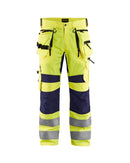 X1900 Highvis riipputaskuhousut stretch Huomio keltainen/Mariininsininen - Suomen Brodeeraus