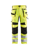 X1900 Highvis riipputaskuhousut stretch Huomio keltainen/Musta - Suomen Brodeeraus